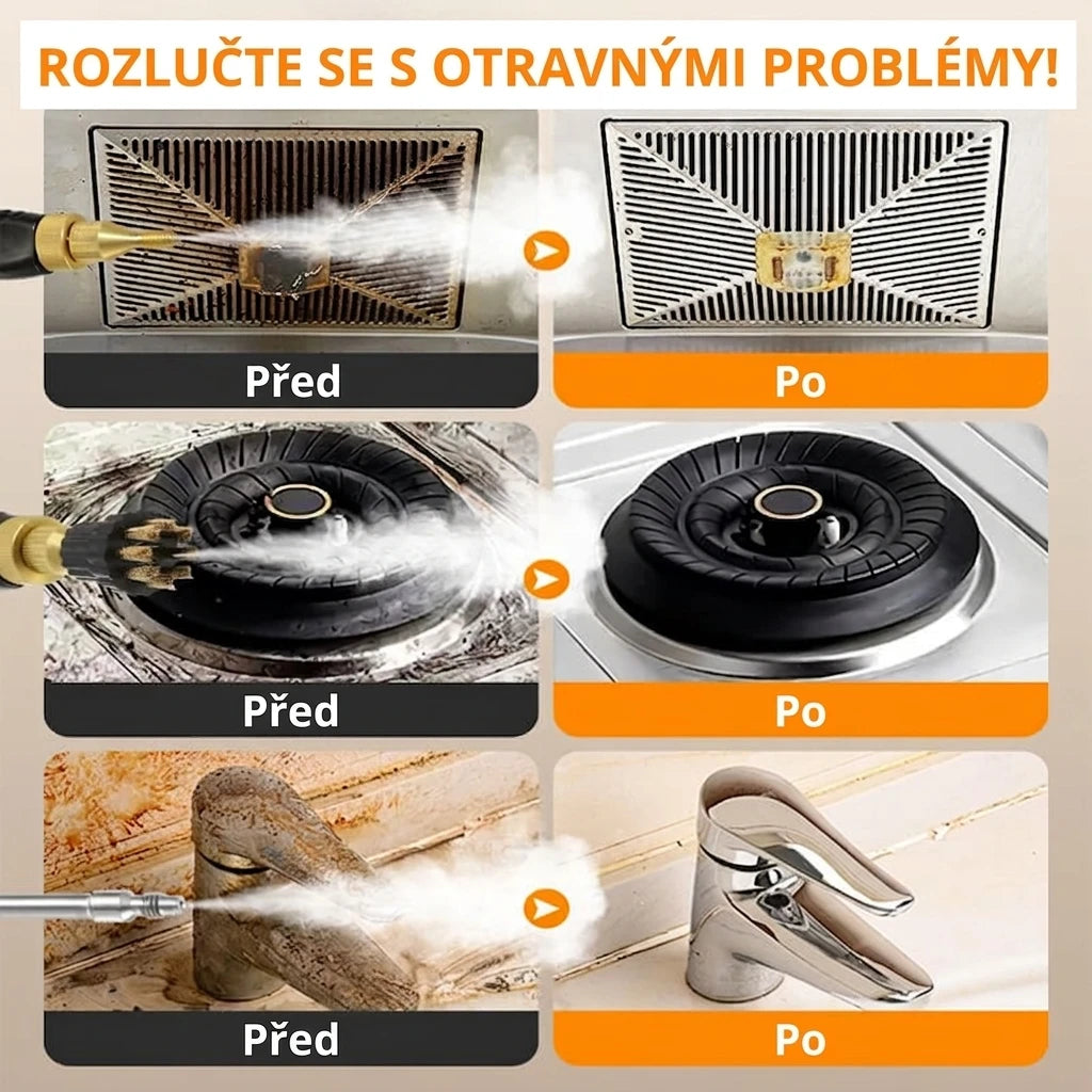 Parní čistič s vysokým tlakem 2500W – Dokonale čistý každý povrch, okamžitě